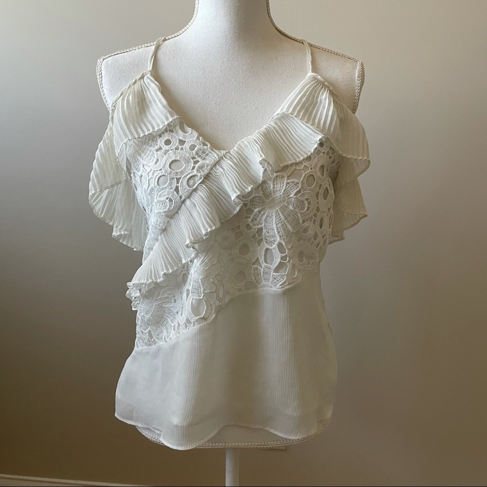 Cute White Tank w/ Off-the-Shoulder Ruffles